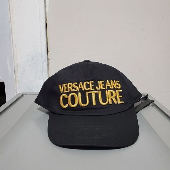 Versace Jeans Couture Mens Gold Logo Strap Back Baseball Hat Black / Gol… - Picture 3 of 14